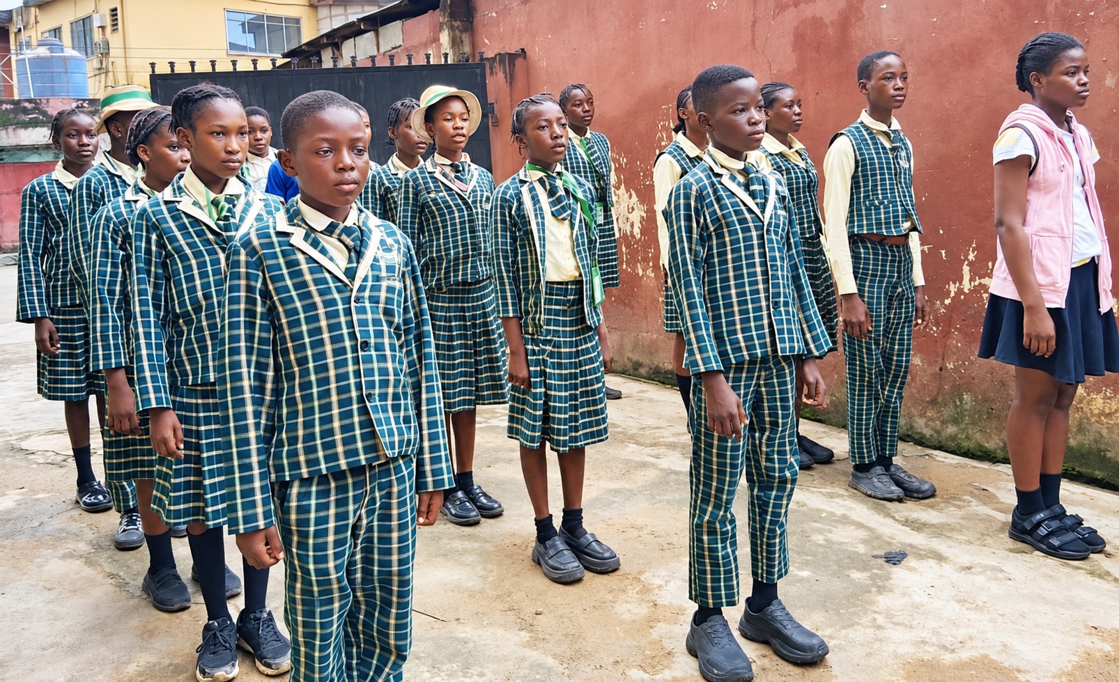 King Best students assembled in their school uniforms